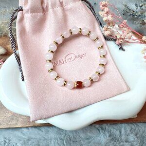 8mm Rose Quartz and Carnelian Stretch Bracelet